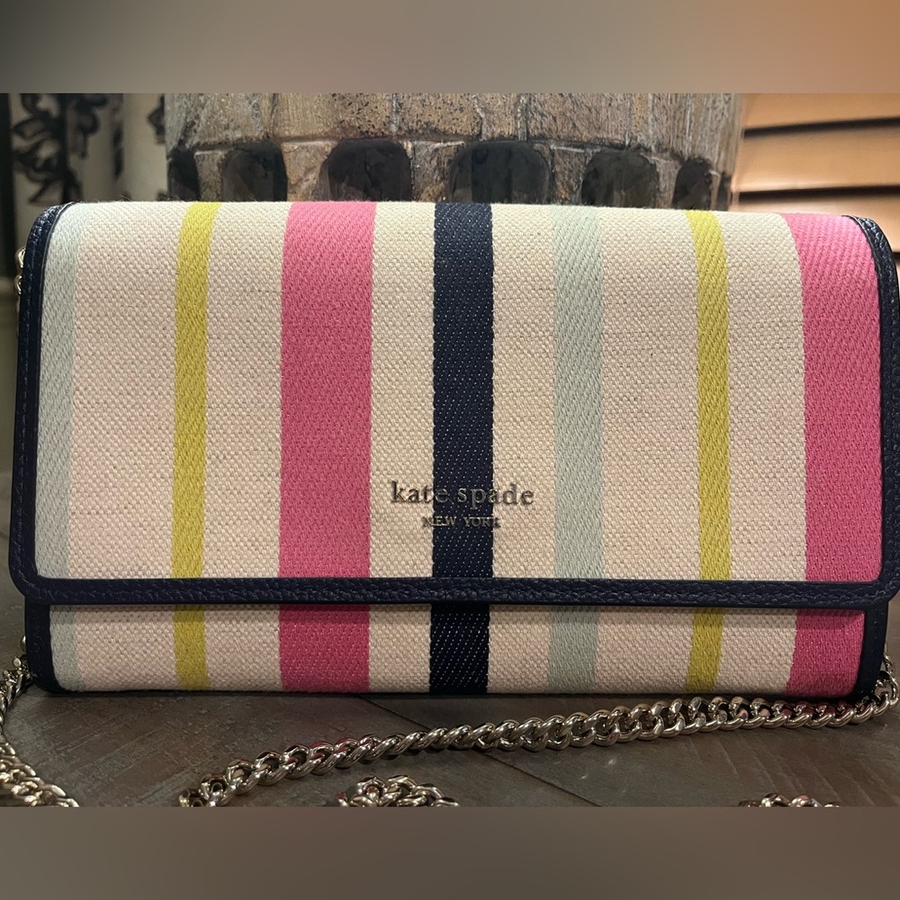 Kate Spade Roulette Breezy Stripe Chain Clutch - Picture 9 of 13